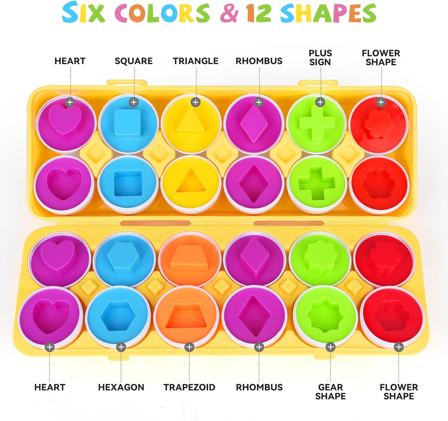 Matching Eggs - Color & Shape Recoginition Sorting Puzzle Toys for Toddlers 1-3, Easter Travel Game Early Learning Educational Fine Motor Skill Montessori Gift for Year Old Kids Baby Toddler Boy Girl