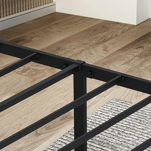 Miniatura 4 de Base de cama tamaño Queen, plataforma de metal con soporte de listones de acero con tamaño de almacenamiento, cabecera y tabla de pie, cama de