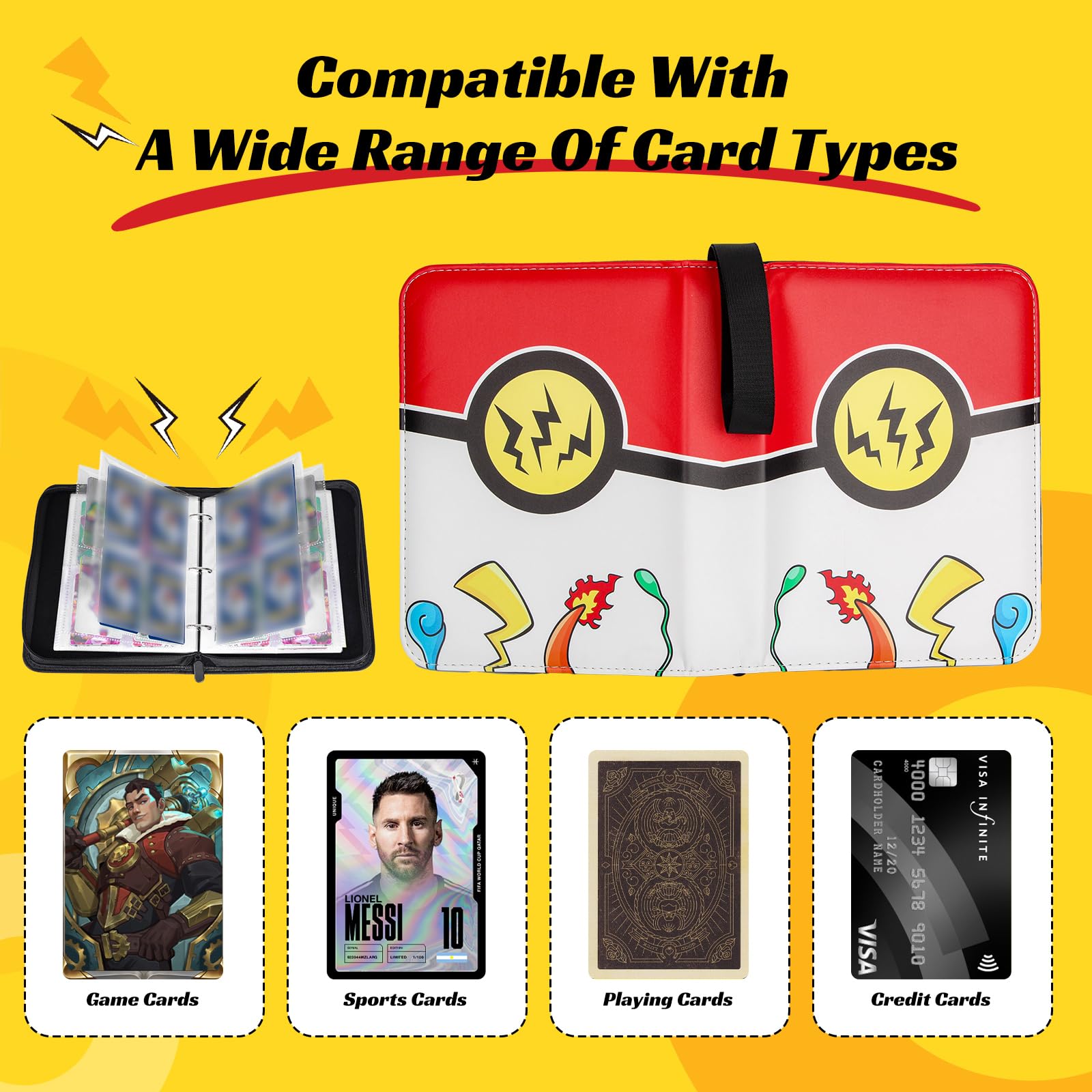 HENGBIRD Album Porta Carte Da Collezione Per Calcio: Raccoglitore In PU Con 50 Pagine E 400 Tasche, Ideale Per Carte Formato Standard 8,6x6,2 Cm, Regalo Per Appassionati