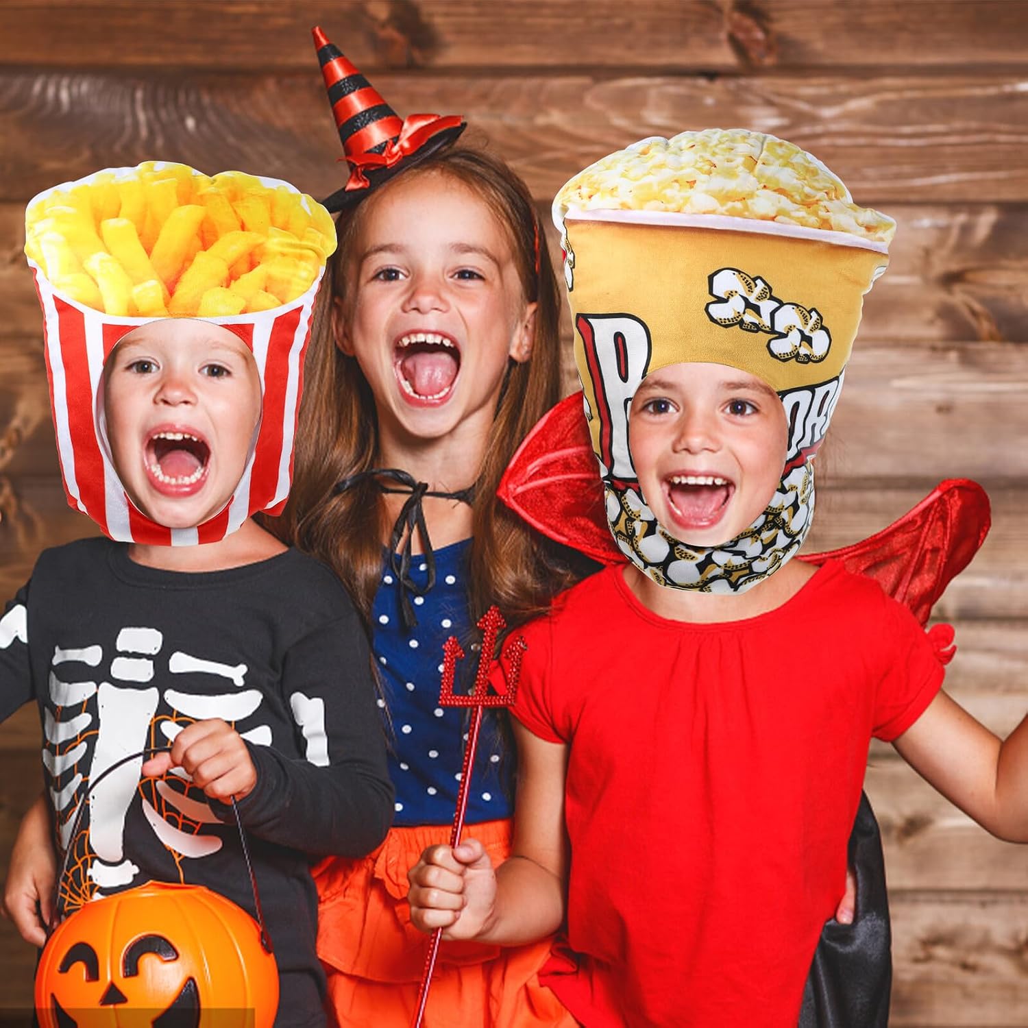 VALICLUD Funny Popcorn and French Fries Photo Prop Party Hats Set, Yellow and Red Costume Caps for Event Headwear, Novelty Snack Theme Accessories for Parties and Cosplay