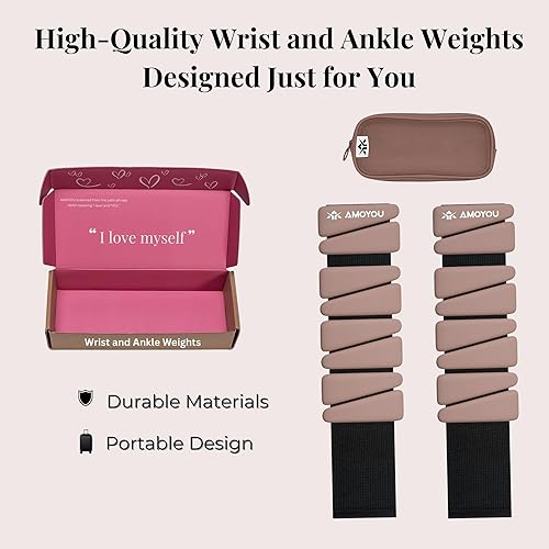 Miniatura 6 de AMOYOU Pesas de muñeca y tobillo para mujer, pesas de tobillo de 2 libras (juego de 2, 1 libra cada una), pesas de brazo para mujer, pesas de