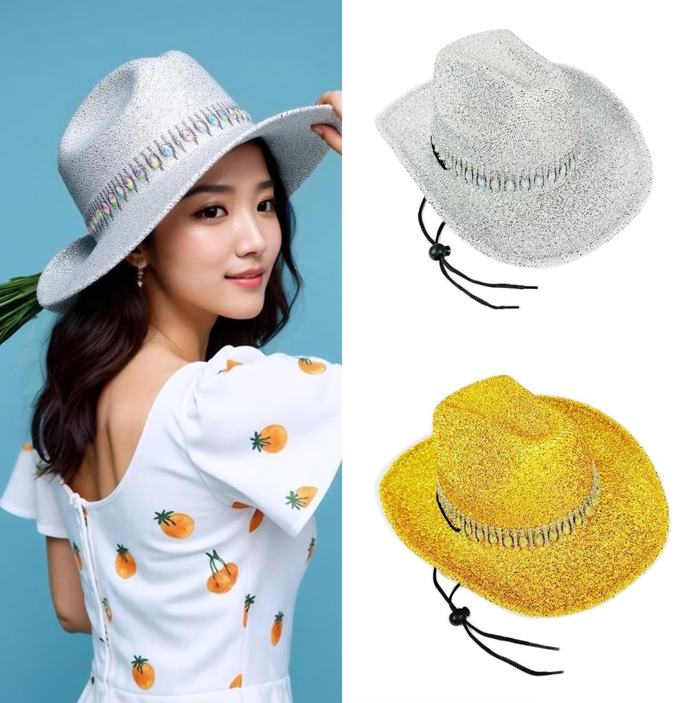 Jeweled Cowboy Hats Heavy Crystal Panama Hat Surprise Gift for Girl Boys Bride Hat for Carnivals Music Festival