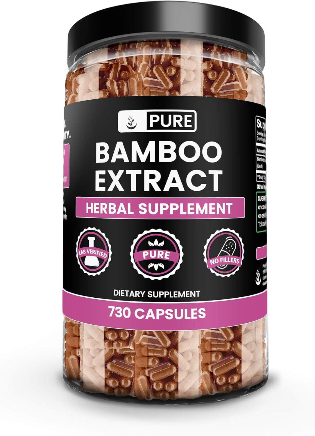 Pure Original Ingredients Bamboo Extract (730 Capsules) No Magnesium Or Rice Fillers, Always Pure, Lab Verified