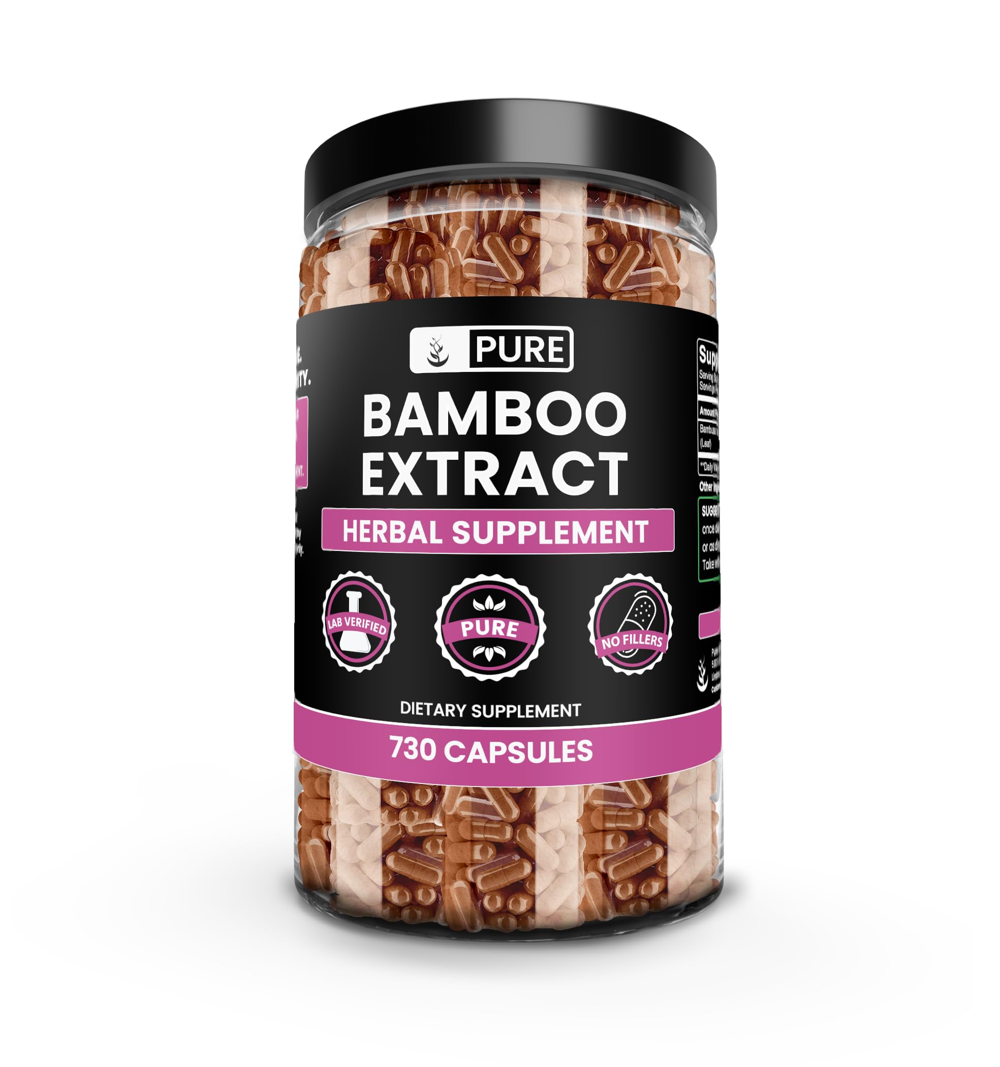 Pure Original Ingredients Bamboo Extract (730 Capsules) No Magnesium Or Rice Fillers, Always Pure, Lab Verified