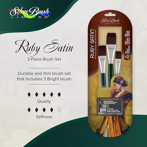 Miniatura 37 de Silver Brush Limited RSS-2560S - Juego variado de pinceles de satén rubí, pinceles para aceite, acrílicos y pinturas de cuerpo pesado, juego de 6