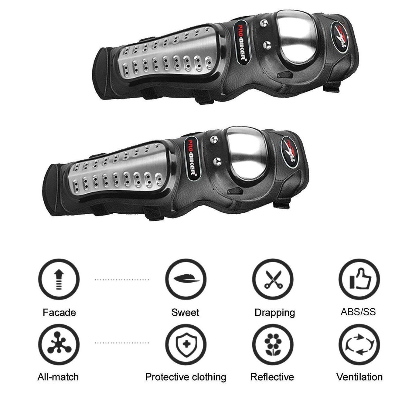 Pivalo PVPBKG4 Adjustable Alloy Steel Knee & Elbow Guards - Unisex Armor Protection Gear for Riders, Outdoor Sports Shin Guard (Black Pack of 4) - Image 5 thumbnail