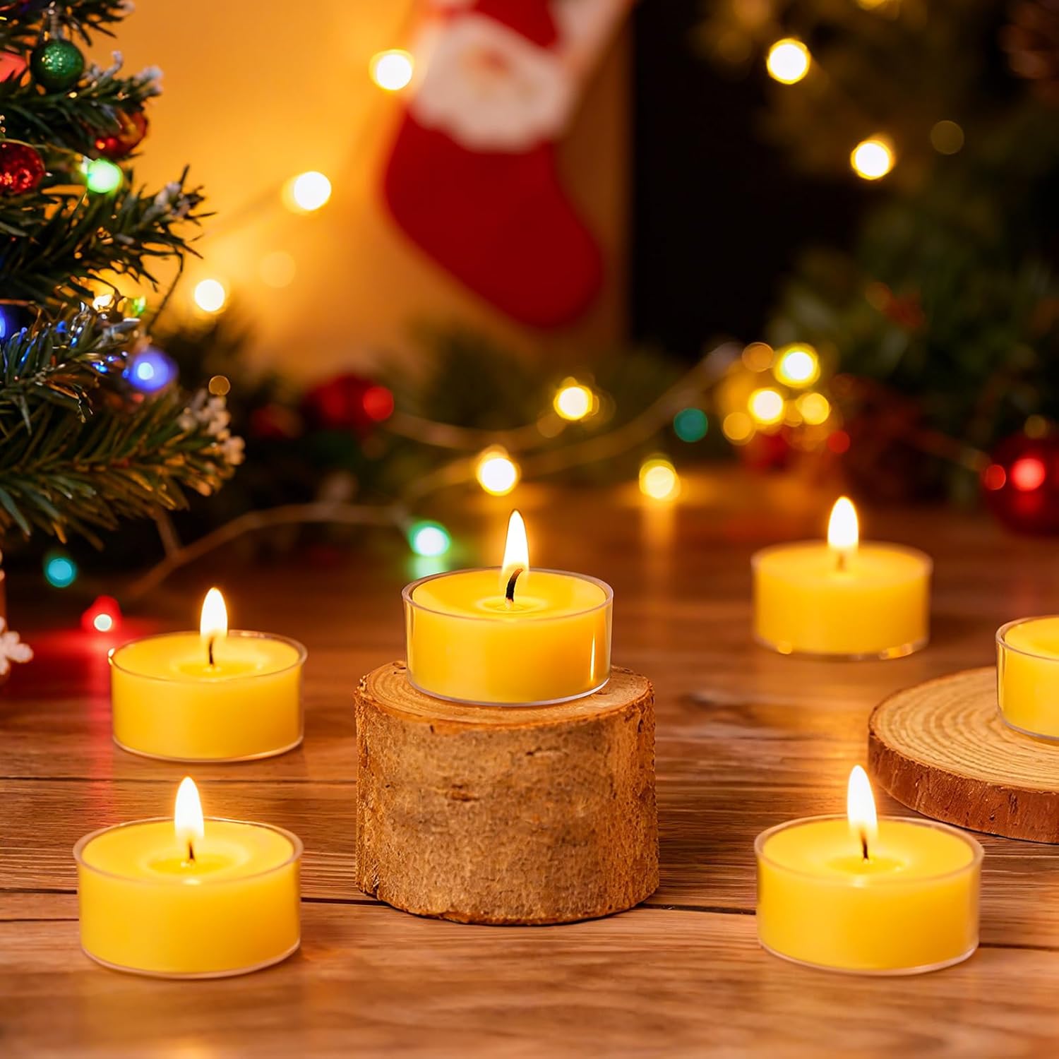 50 Packs Beeswax Tealight Candles Bulk,4 Hours 100% Pure Beeswax Tea Lights Candle in Clear Cup,Natural Scent Bees Wax Candles Small Smokeless Clean Burning Perfect for Home Decor for Party Christmas - Image 6