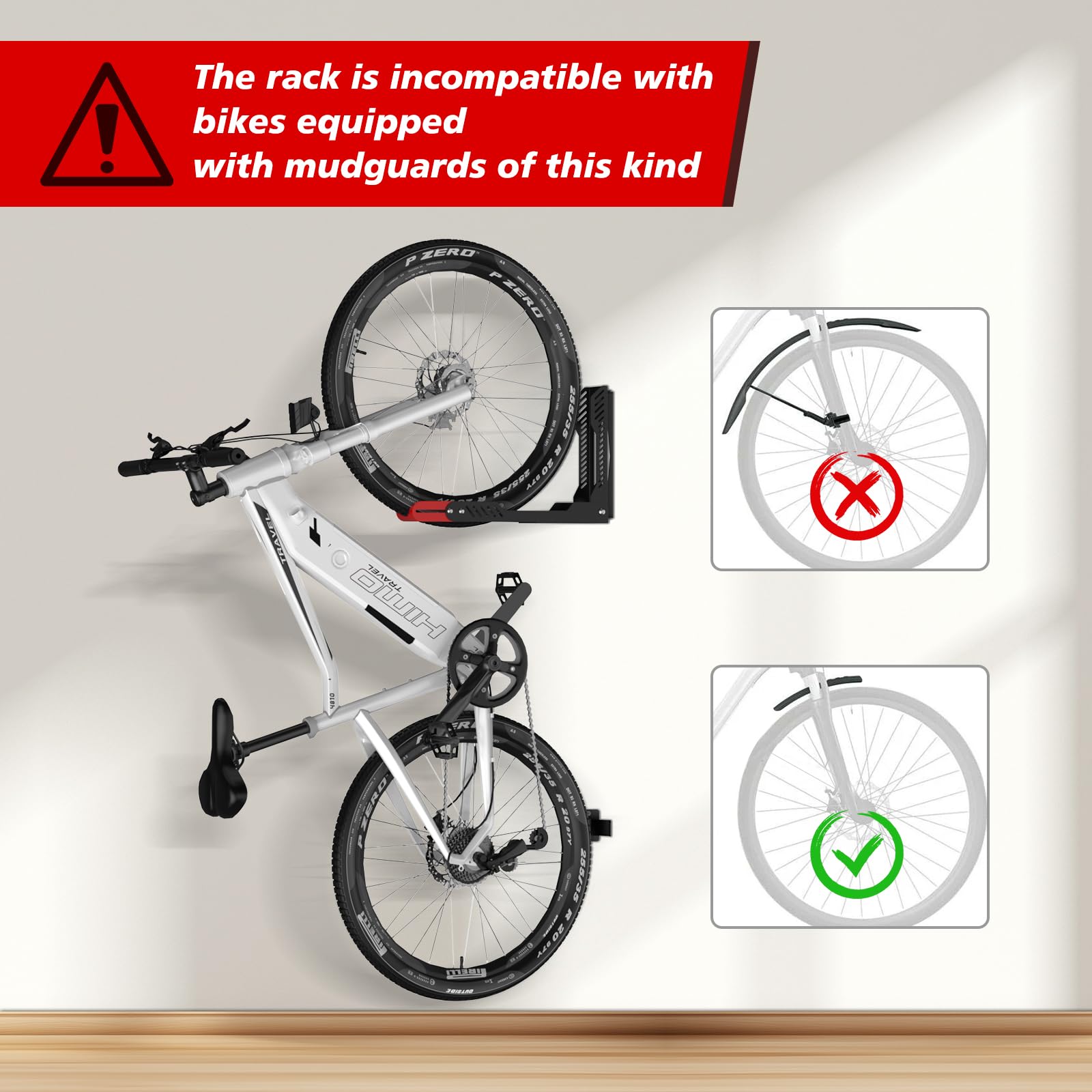 IMAYCC Fahrrad-Wandhalterung, platzsparend, verstellbar, faltbar, kein schweres Heben, Fahrradaufhänger für Garage, faltbare Fahrradhalterung für MTB, Rennrad (2 Stück)