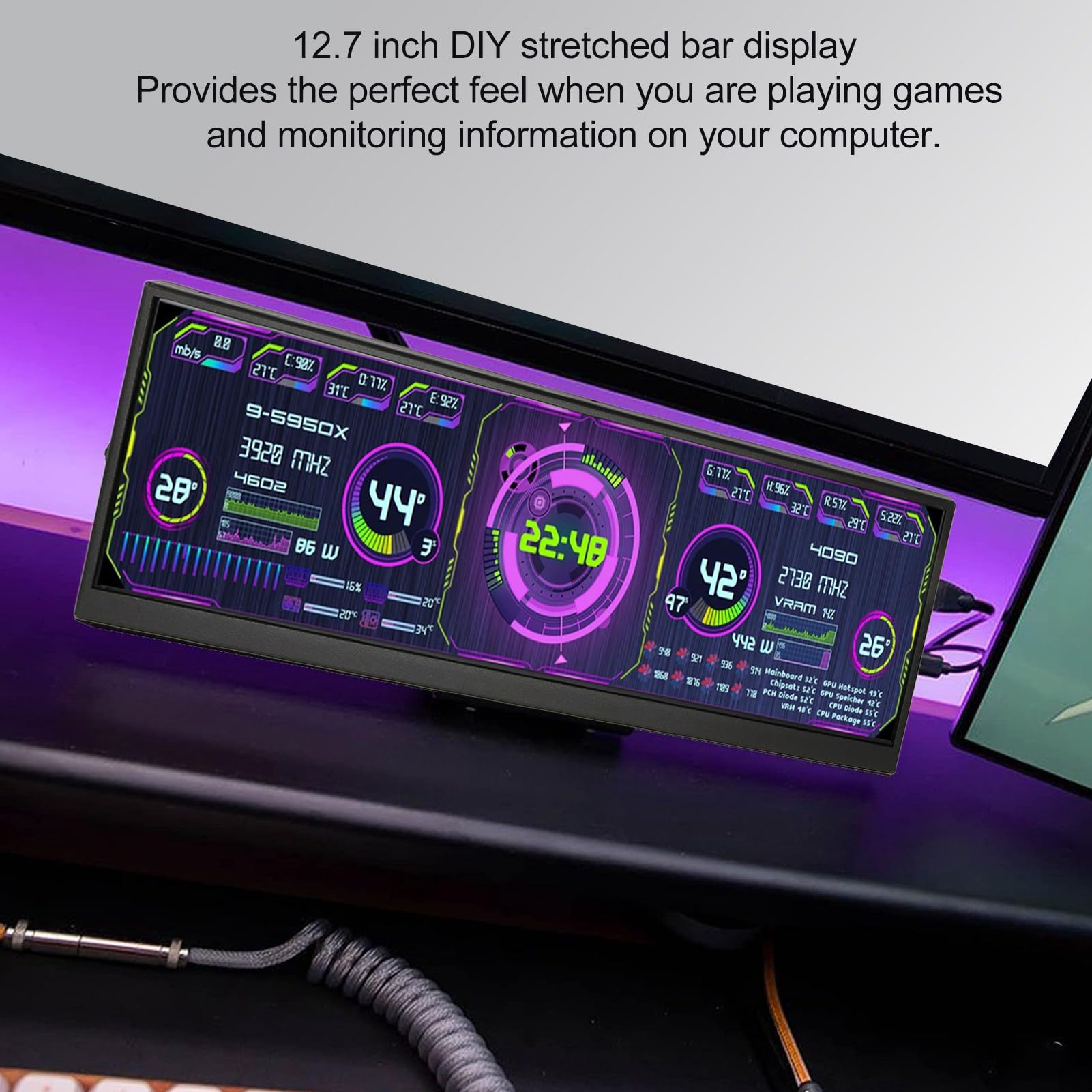 Amazon.com: Zopsc Computer Temp Monitor, 12.7 Inch 4K PC Sensor