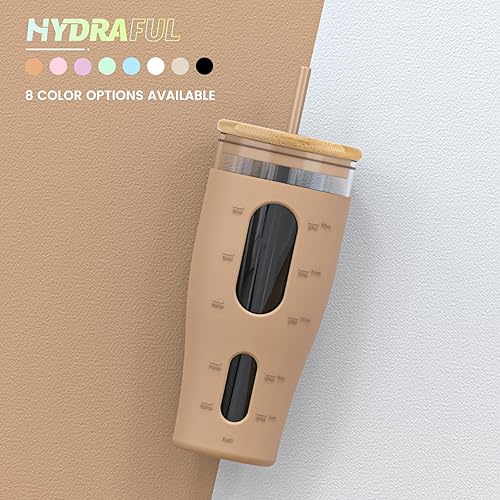 Miniatura 5 de Vaso de vidrio de 32 onzas con popote y tapa, tamaño perfecto para café helado, batidos, boba y jugo, botella de agua de vidrio de boca ancha con