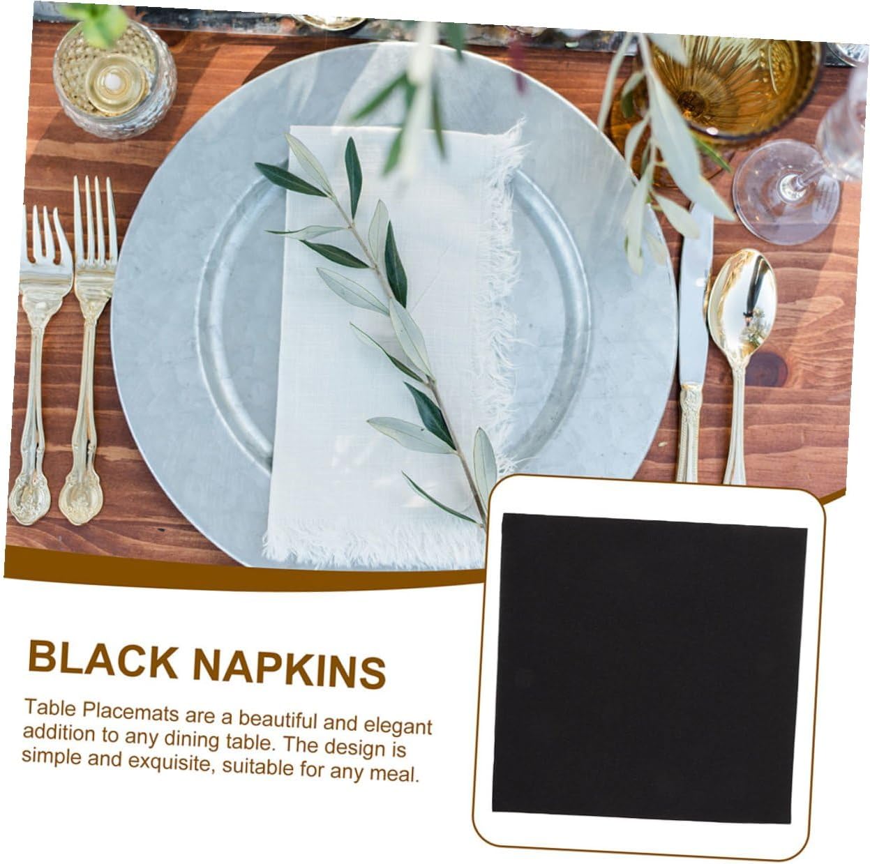 Sosoport Disposable Black Dinner Napkins 2 Packs of 50pcs Thick Hotel Paper Napkins for Wedding Reception Holiday Party and Home Table Decor