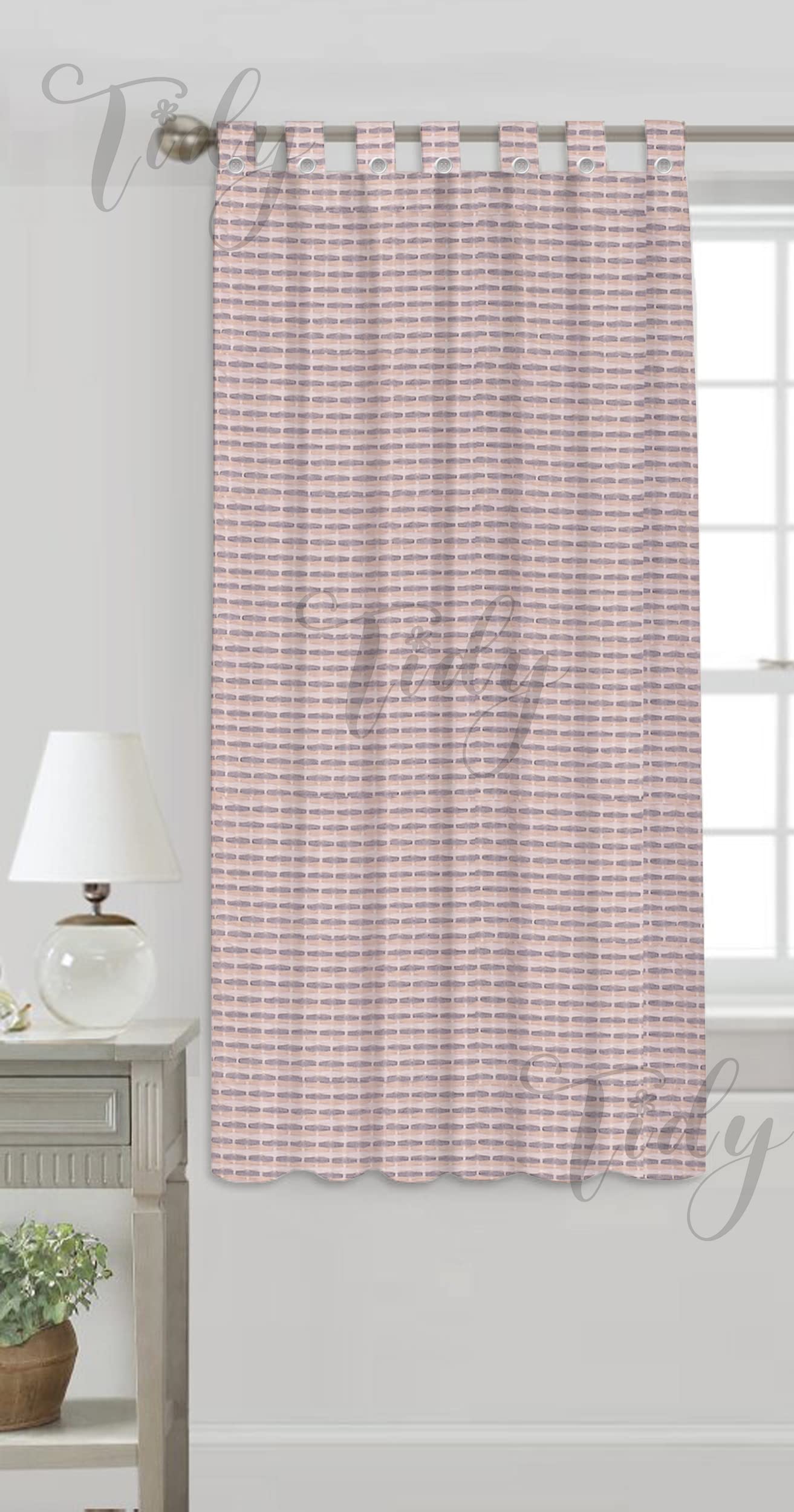 Tidy Off White Color Poly Cotton Fabric Window Curtain - Pack of 1 Piece (5 Feet x 3.75 Feet, Loop, Geometric)-image-47