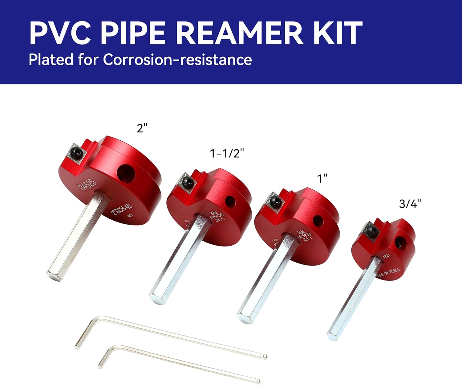 HFS(R) 4 Pcs PVC Pipe Reamer Tool, 3/4",1",1 1/2",2" - Fits 1/2" Drill, PVC Fitting Saver & Plastic Pipe Fitsting Reamer Socket Saver Plumbing Tool for Schedule 40 Plastic Pipes