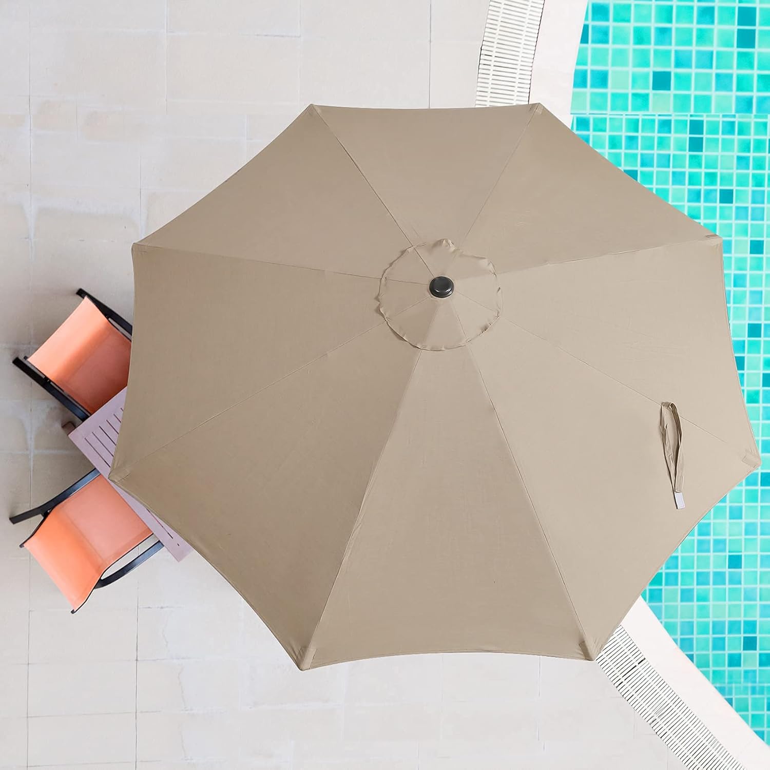 Ulax furniture Sunbrella 9Ft Outdoor Umbrella (Heather Beige)