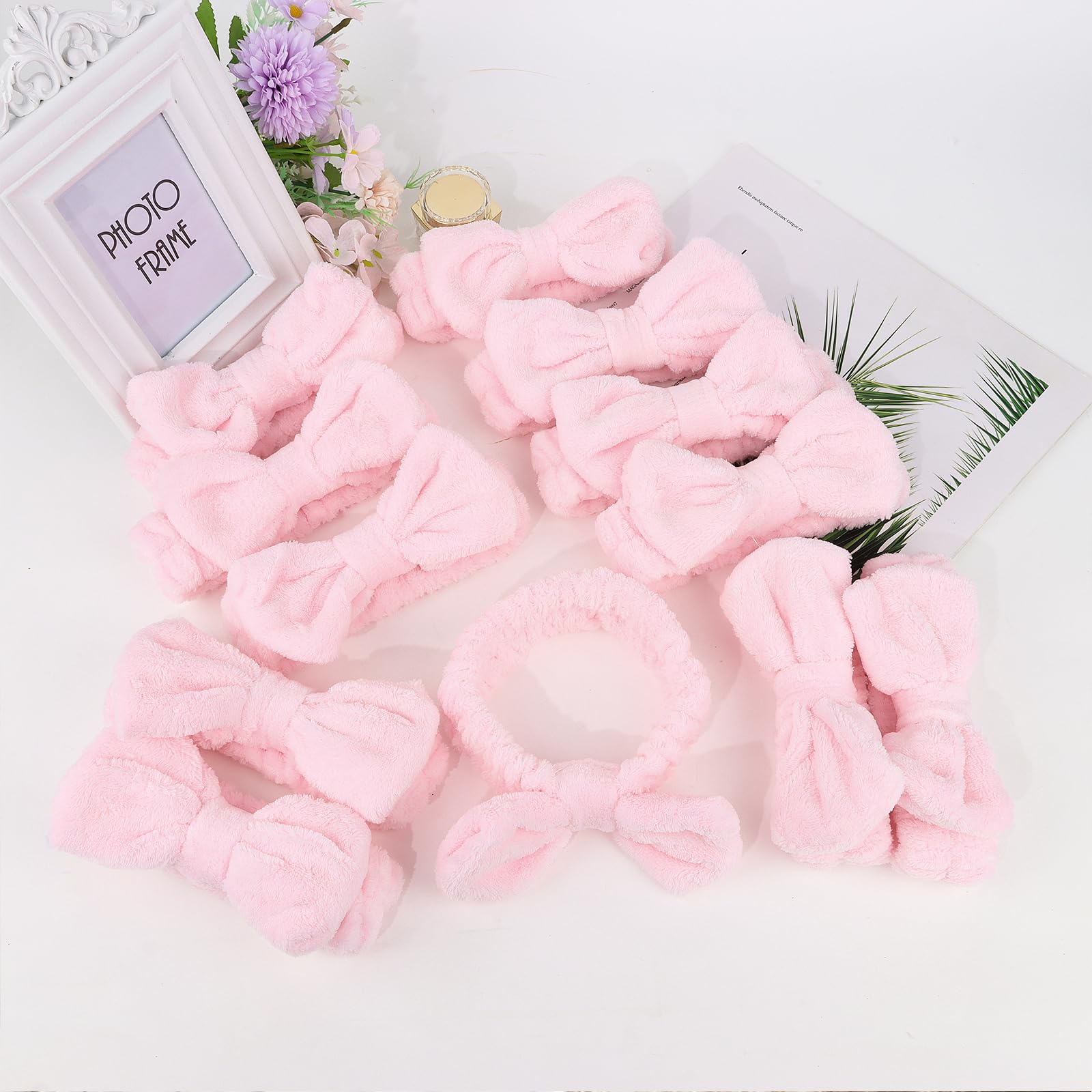 Casoty 12 fasce per capelli da spa, da donna, in morbido pile di corallo, per trucco, lavaggio viso, doccia, cura della pelle, yoga