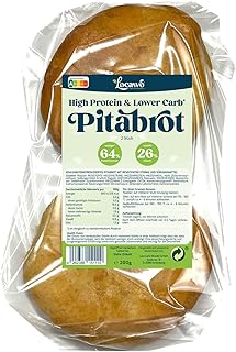 Locawo High Protein & Low Carb Pitabrot | Dönerbrot | Eiweißbrot | Voller Weizengeschmack | Vegan | ideal für eine eiweißreiche, kalorien- und zuckerreduzierte Ernährung