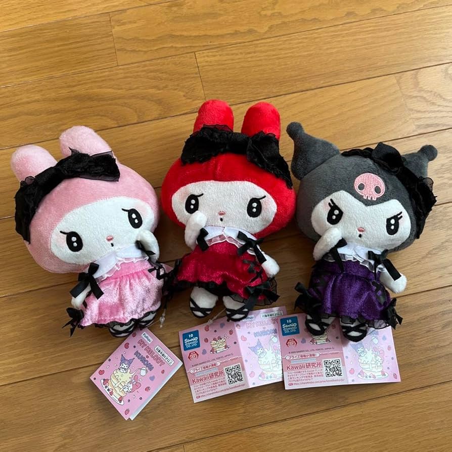 乐淘赏 クロミ＆マイメロディ B賞　ぬいぐるみ Amazon.co.jp: マイメロディクロミ 恋闇タウンぬいぐるみ 3点