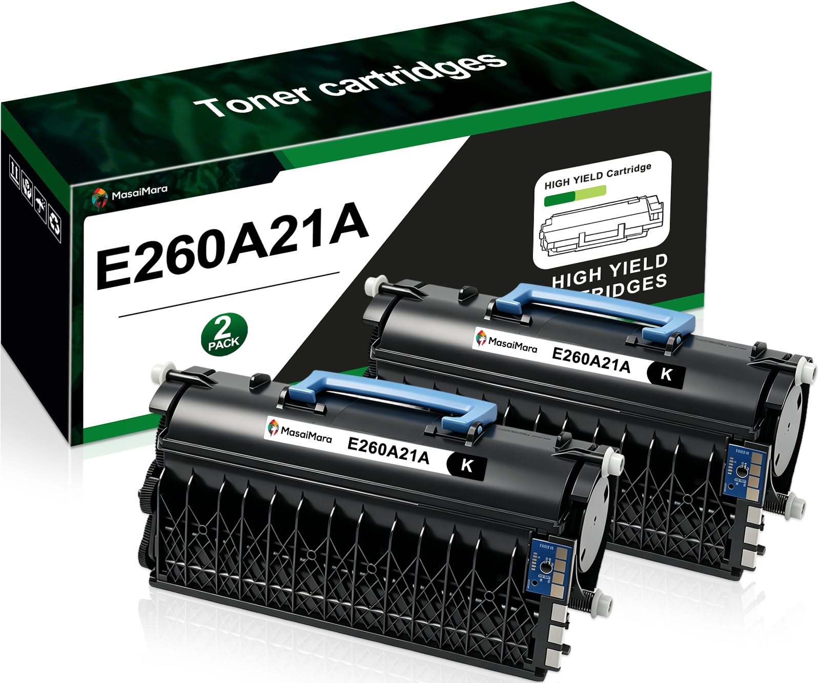 Photo 1 of MasaiMara E260A21A E260A11A Compatible Black Toner Cartridges, 2-Pack