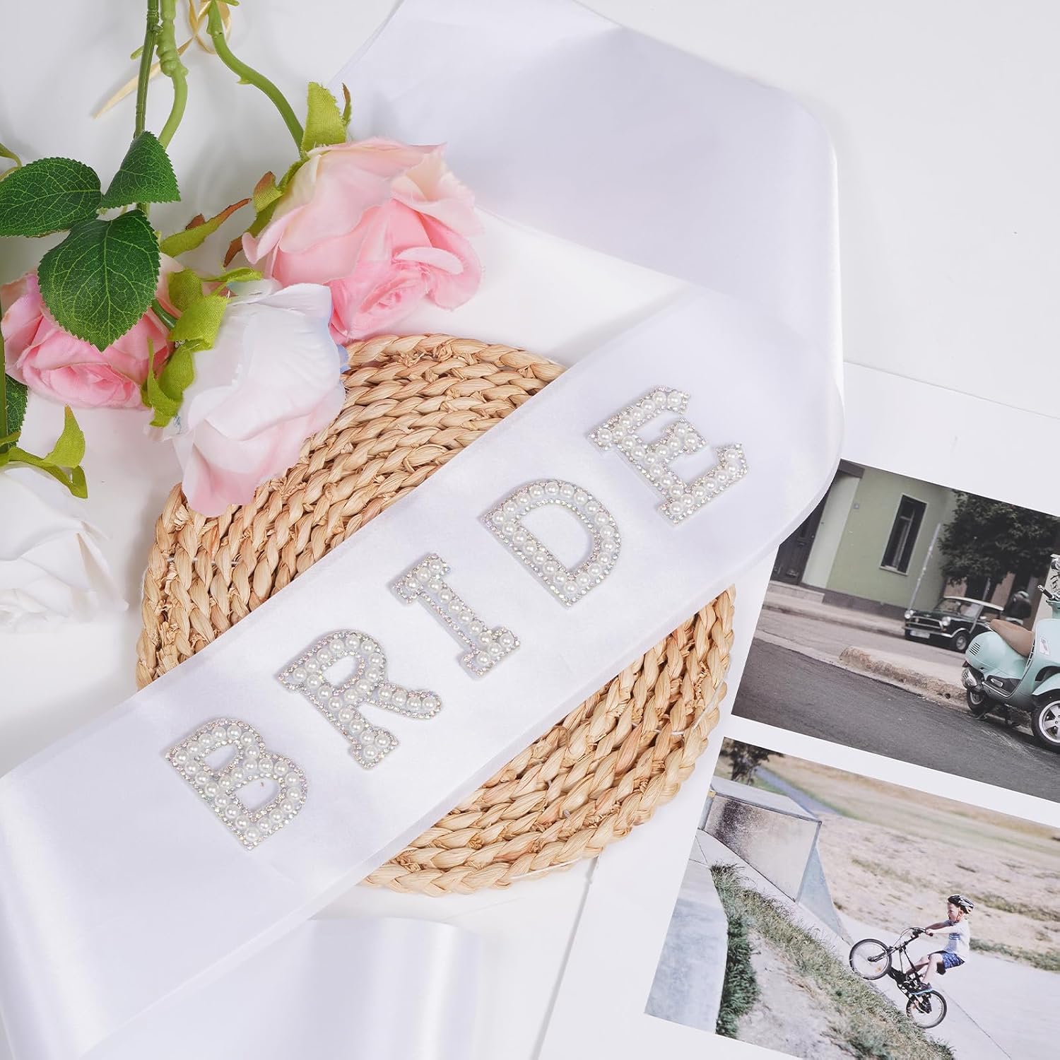 Bride Sash Bride to Be Sash with Rhinestones Pearls Adjustable Satin Rhinestone Sashes for Bachelorette Party Bridal Shower Hen Party Engagement Wedding Decor