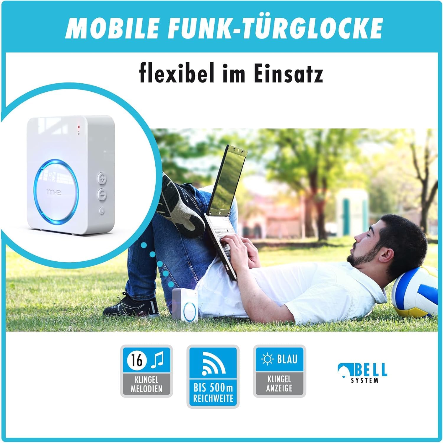 m-e Bell 55621 Funk Klingel Weiterleitung, Einbau in Klingelleitung oder Gehäuse Türklingel Erweiterung auf batteriebetriebenen Funkempfänger