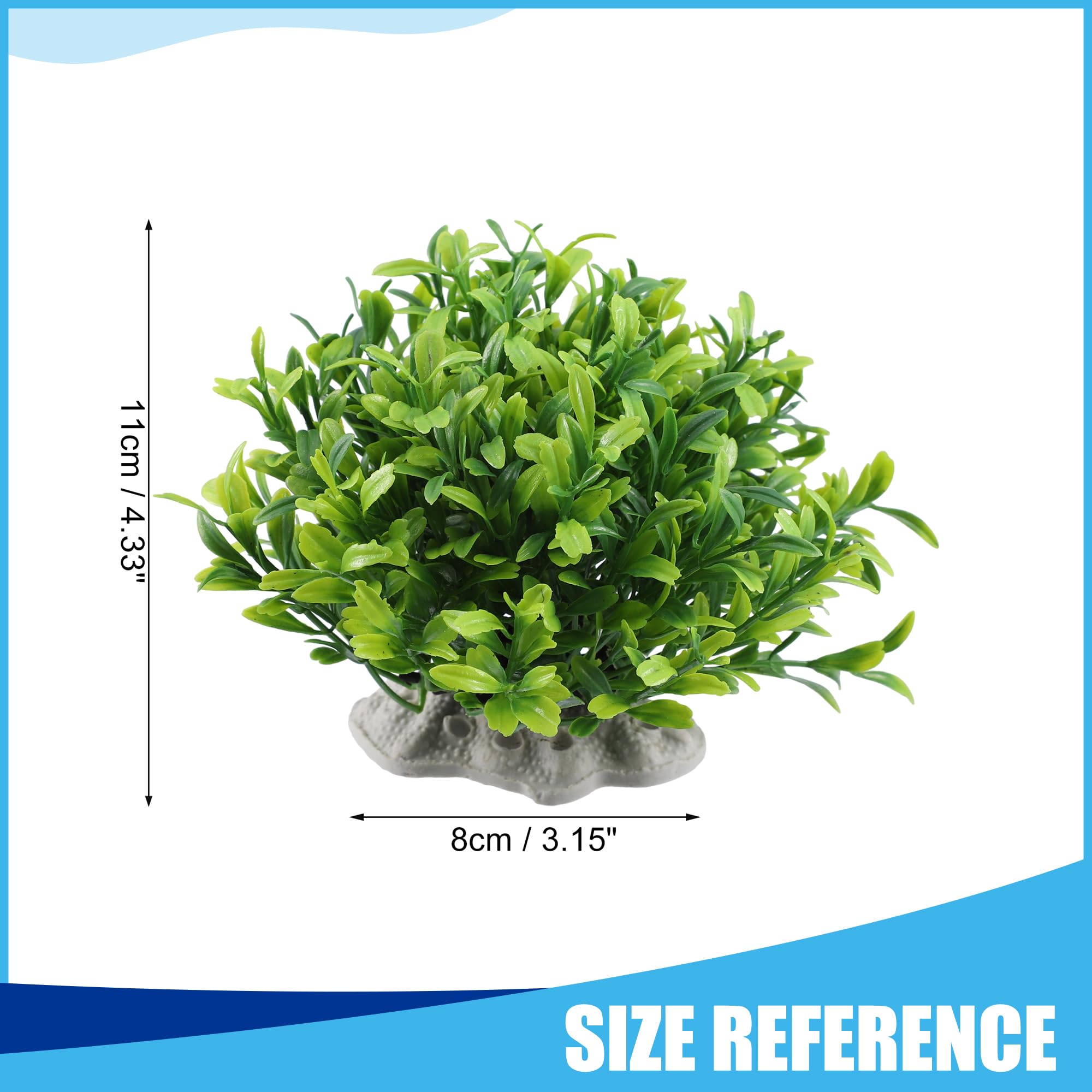 CAPASTEC Aquarium Plastic Plants, Artificial Aquatic Plant for Fish Tank Landscape 4.33 Inch (Green) 2Pcs - Image 3
