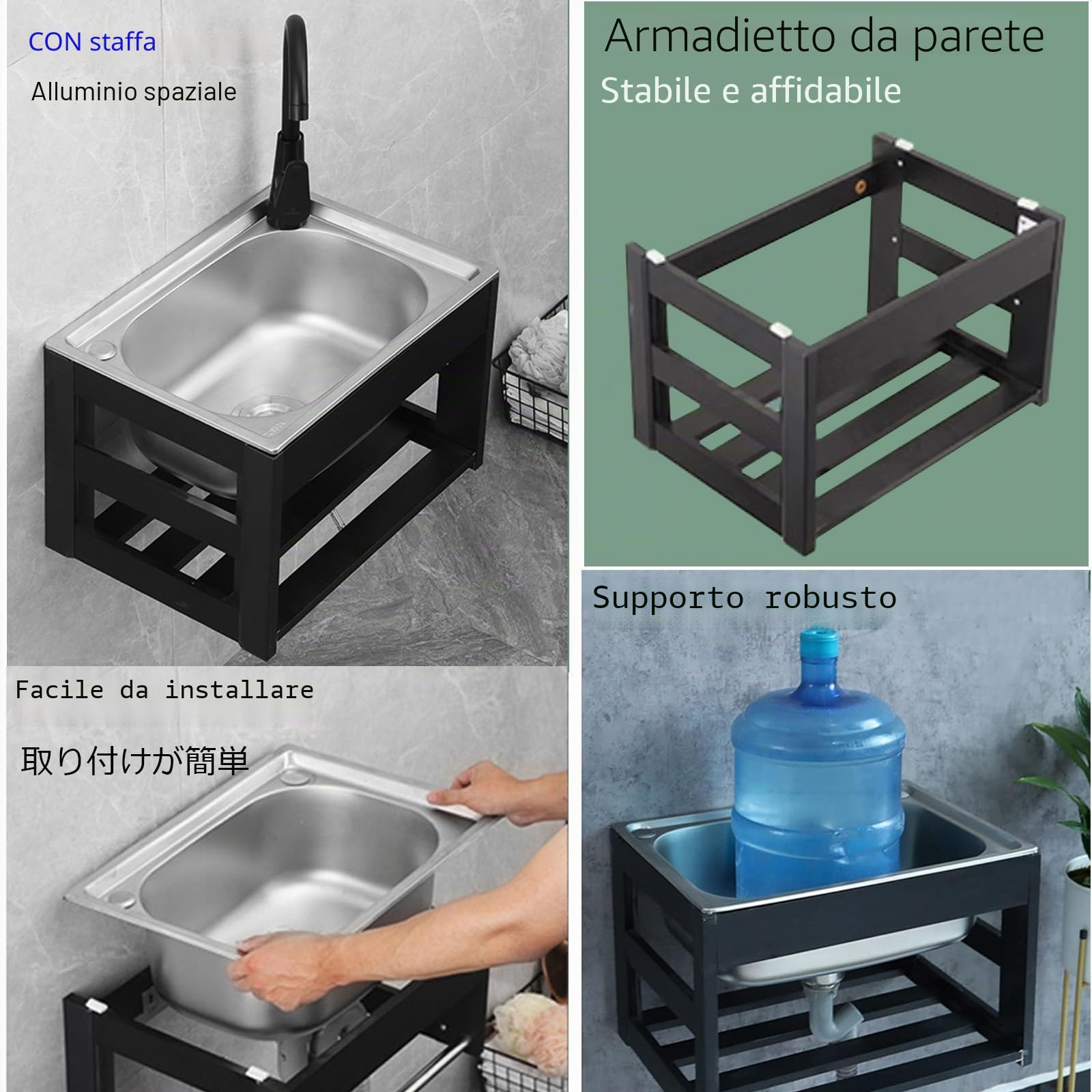 Lavello Da Esterno Lavello Da Cucina, Lavabo Professionale Sospeso A Paretecon Filtro E Rubinetto, Antiruggine E Resistente All'usura, Per Garage Ristorante Cucina Lavanderia, Lavabo Esterno