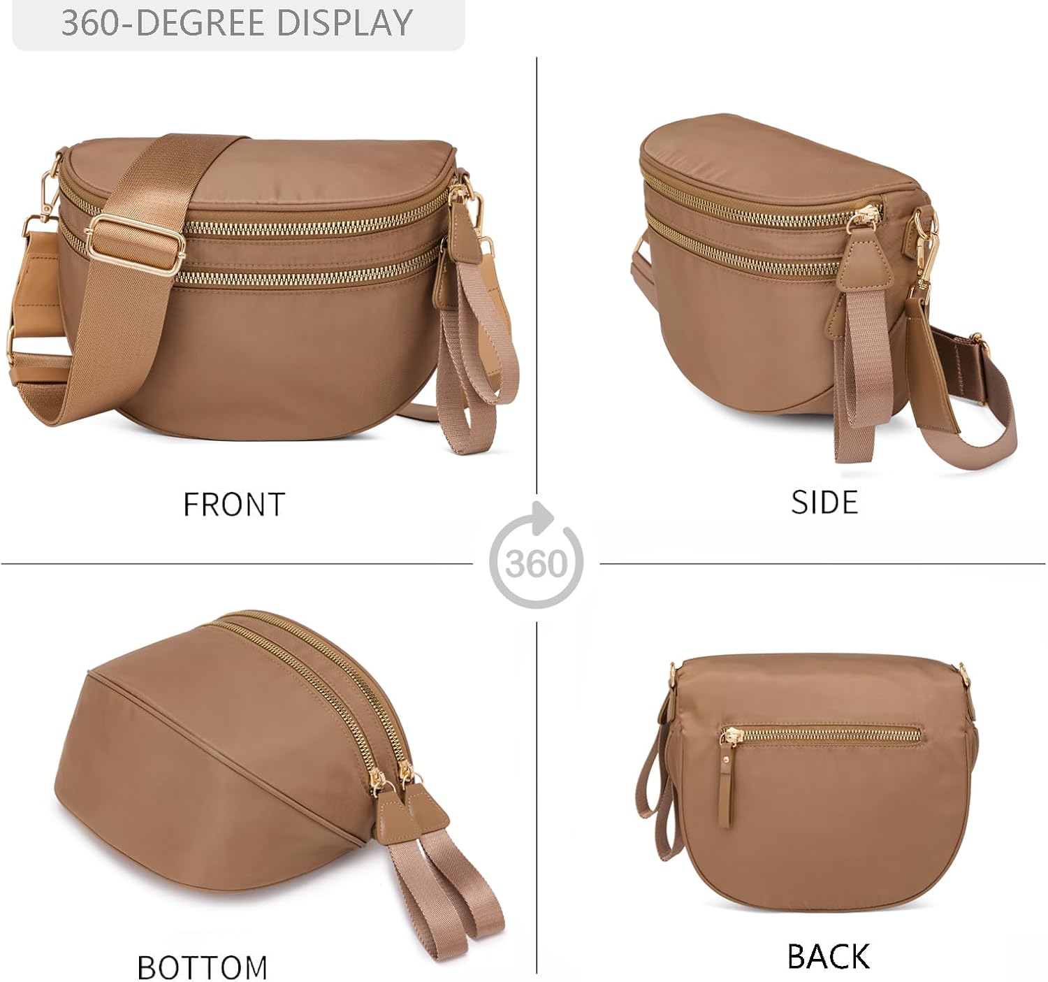 Pure Colour Crossbody Bum Bags for Women Spacious Checkered Cross body Bag Nylon Trendy Fanny Pack for Travel - Image 6