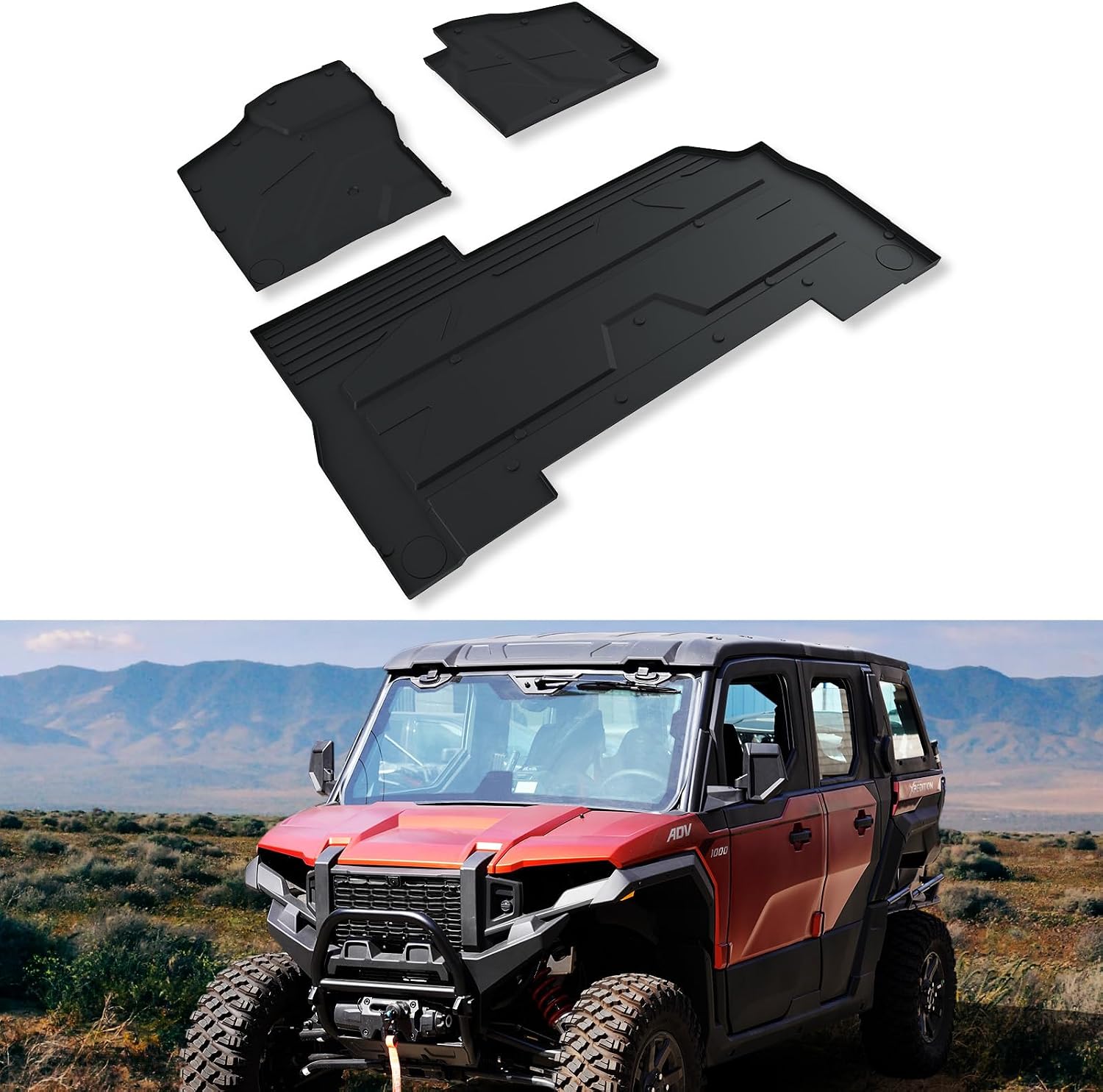TPE Floor Mats for Polaris Xpedition XP5 ADV5 2024+, Front and Rear 2 Row Liners All Weather Protection Slush Non-Slip Floor Mats for Polaris Xpedition XP 5 ADV 5 24+ Accessories (3PCS)