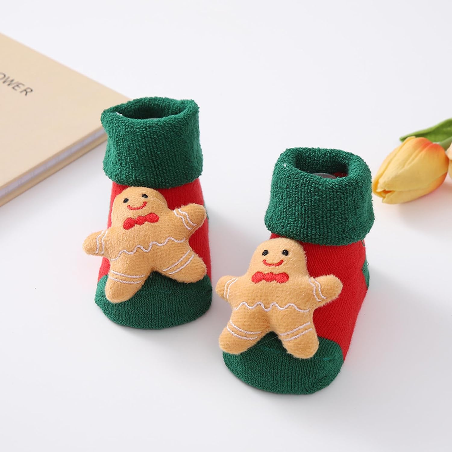 0-12M Baby Girls Boys Christmas Socks with Grips Cute Non-slip Socks Thick Warm Floor Socks