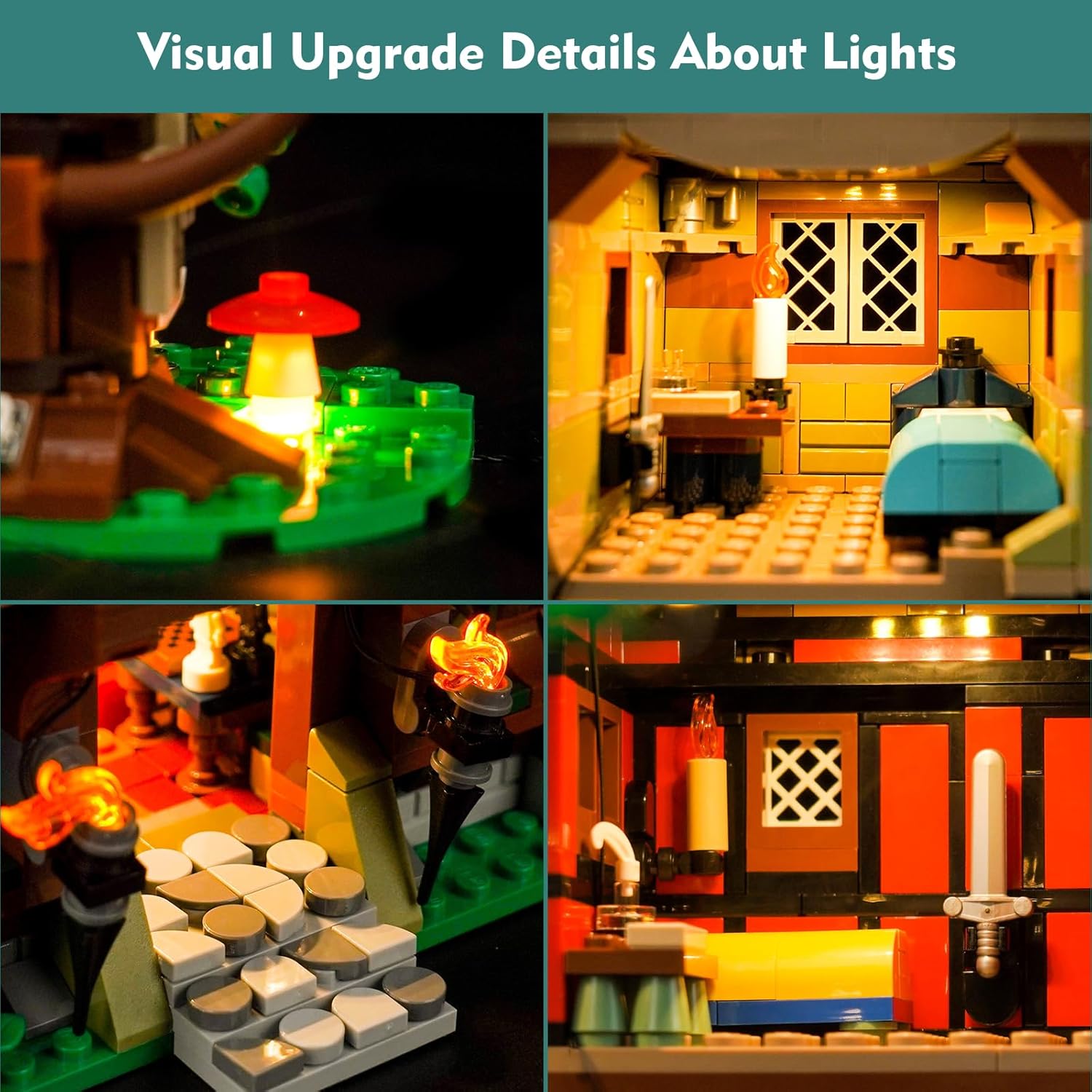 LED Light Kit Compatible with Lego Medieval Town Square 10332 (No Models Only Light) Creative Lighting Set Accessories Compatible with Lego Town Square 10332 Set (Remote Control Light Kit)