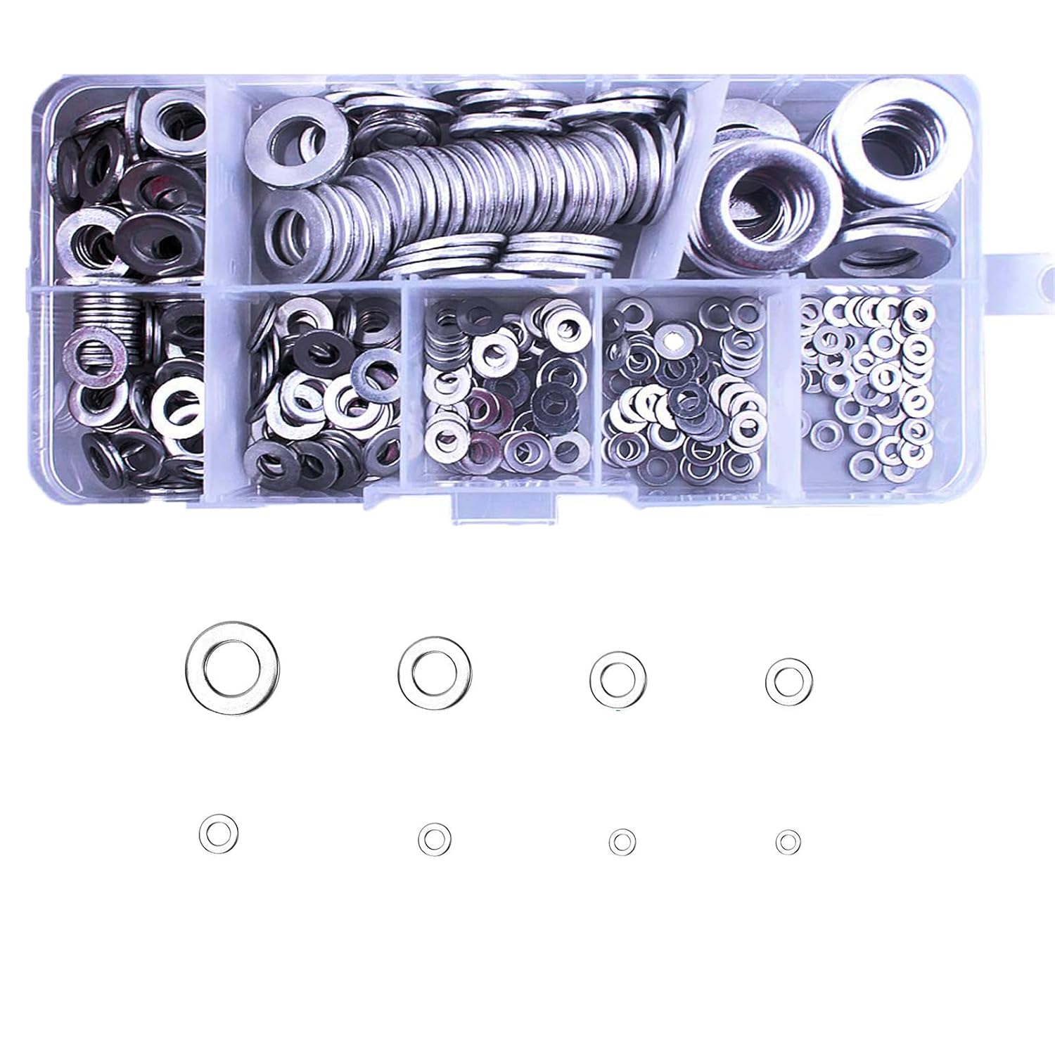 Stainless Steel Flat Washer Combination Kit, 360 PCS Stainless Steel