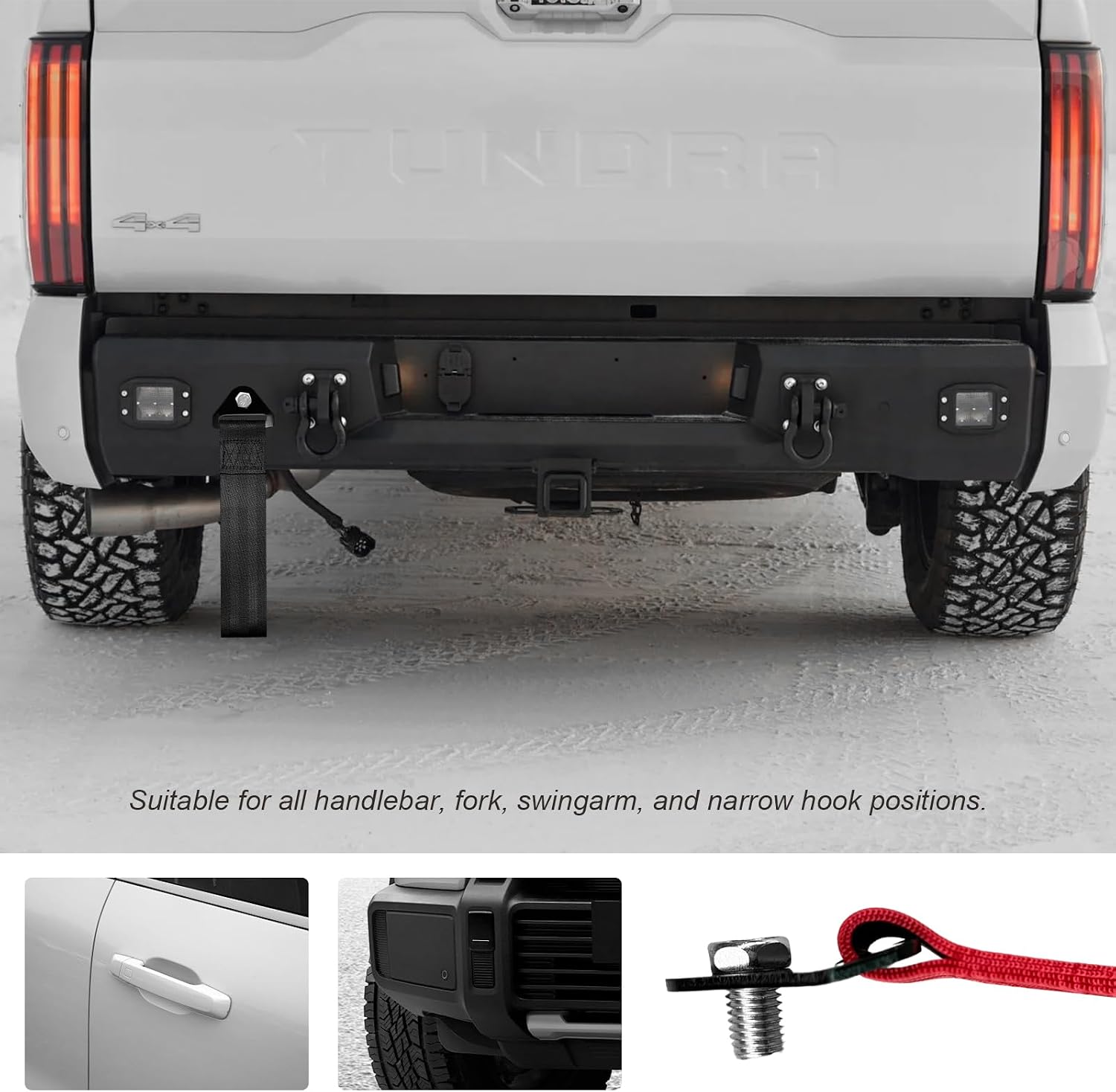 Racing Tow Strap, Nylon Decorative Trailer Belt JDM Sports Towing Hook Rope, Universal High Strength Traction Rope for Front or Rear Bumper, Exterior Car Accessories (Black)
