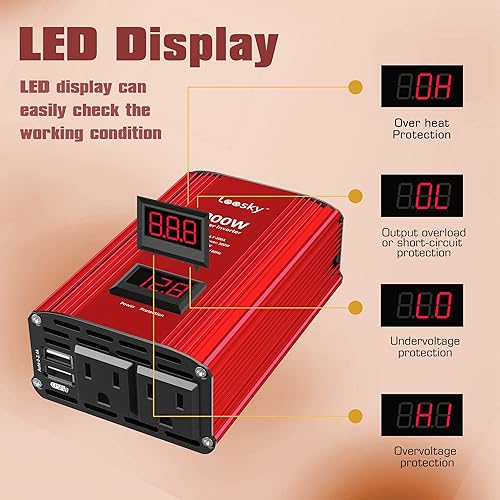 Miniatura 26 de Inversor de corriente de 3000 W, 3000 W, 12 V CC a 110 V, 120 V, inversor de CA para automóvil, energía solar al aire libre, hogar, RV, camión