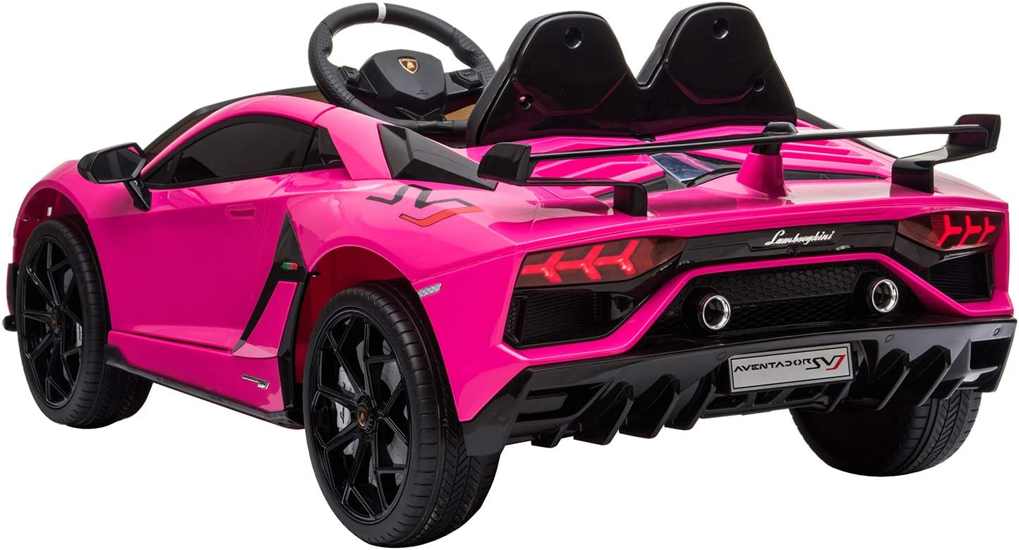 🔥 Hot Deals TrueMax 12V Kids Ride on Car Lamborghini Aventador SV J w/ Remote Control, Sound System, & Hydraulic Doors, Compatible with Lamborghini - Pink