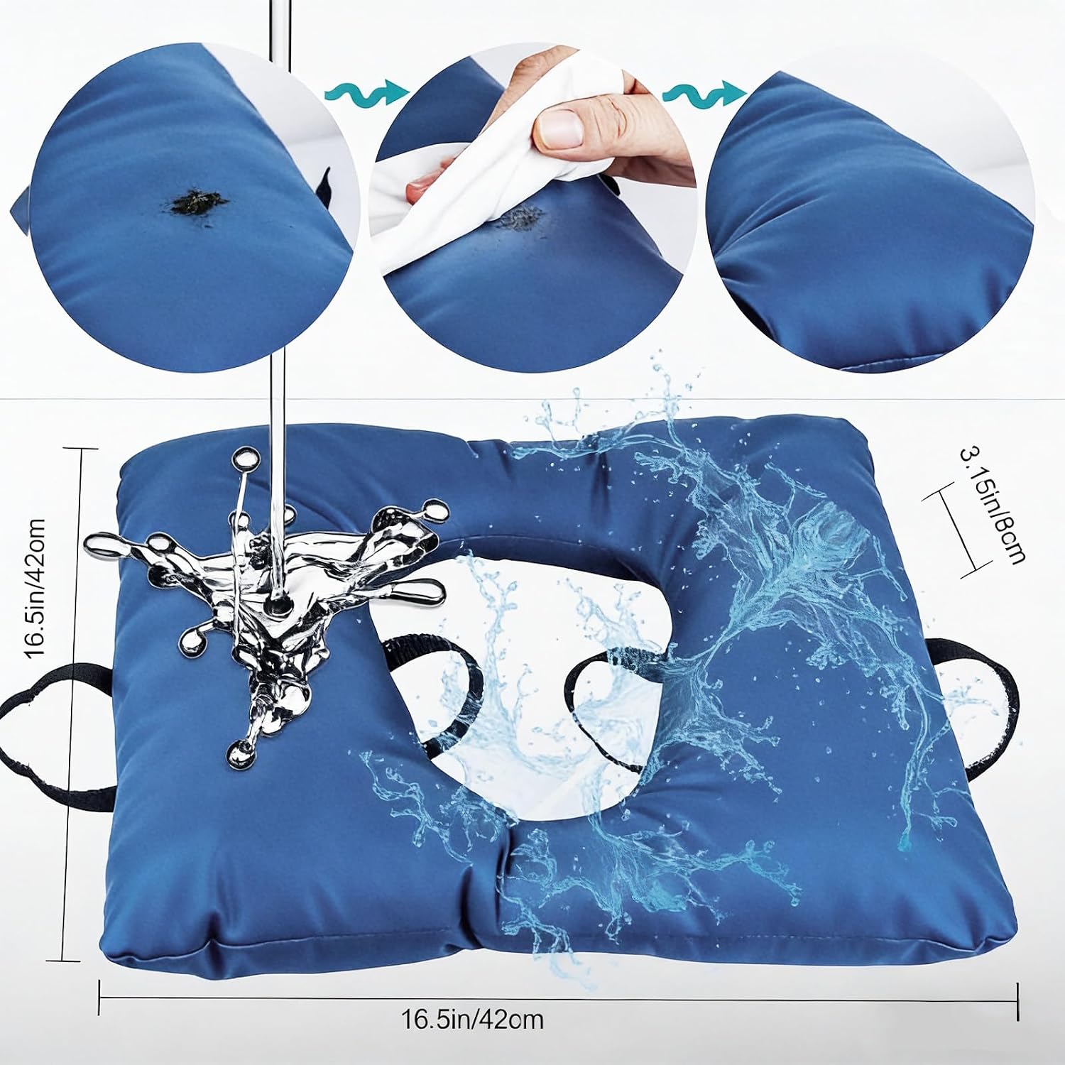Bedside Commode Cushion, Universal Fit, Commode Seat Cushion for Elderly, Soft Seat Pad Cover Toilet Seat, Padded Camping Toilet, Commode Chair Cushion 17" x 17" with Fixing Straps