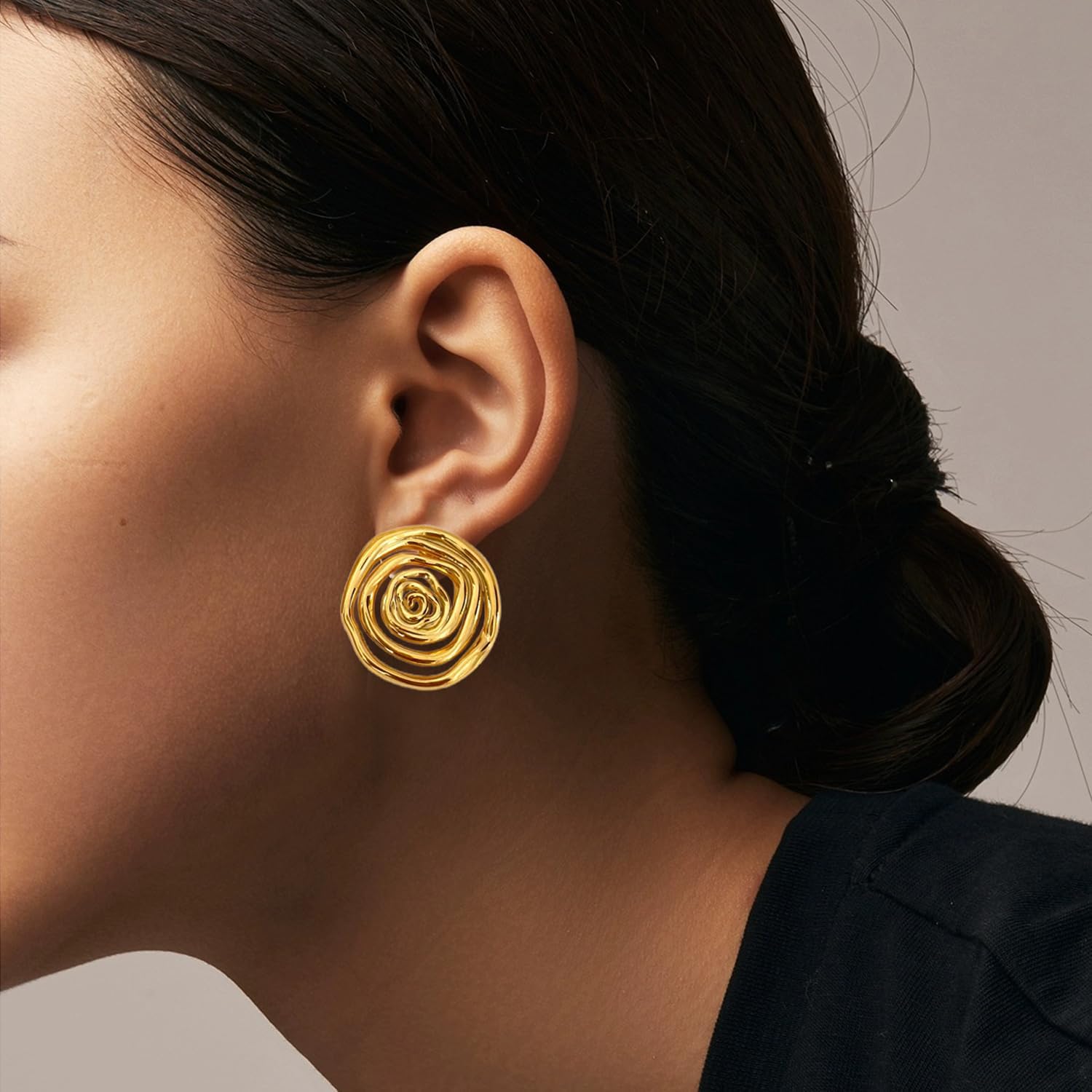 Chunky Gold Earrings for Women - Image 3