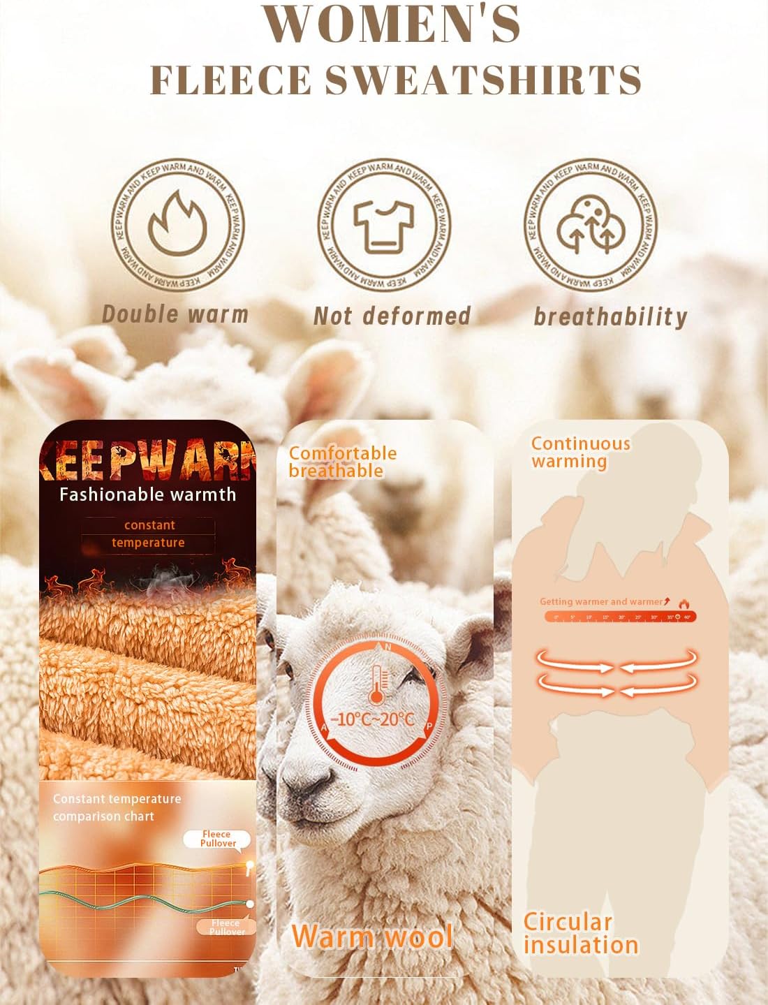 Women's Fleece Sweatshirts Half Zip Pullover Long Sleeve Oversized Workout Crop Tops Hoodie with Pocket(Purple,L) - Image 7