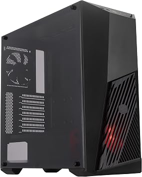 Cooler Master MasterBox K501L - ATX PC Case with Angled Ventilation, Red LED Illumination, Transparent Side Panel, Flexible Air Flow Configurations