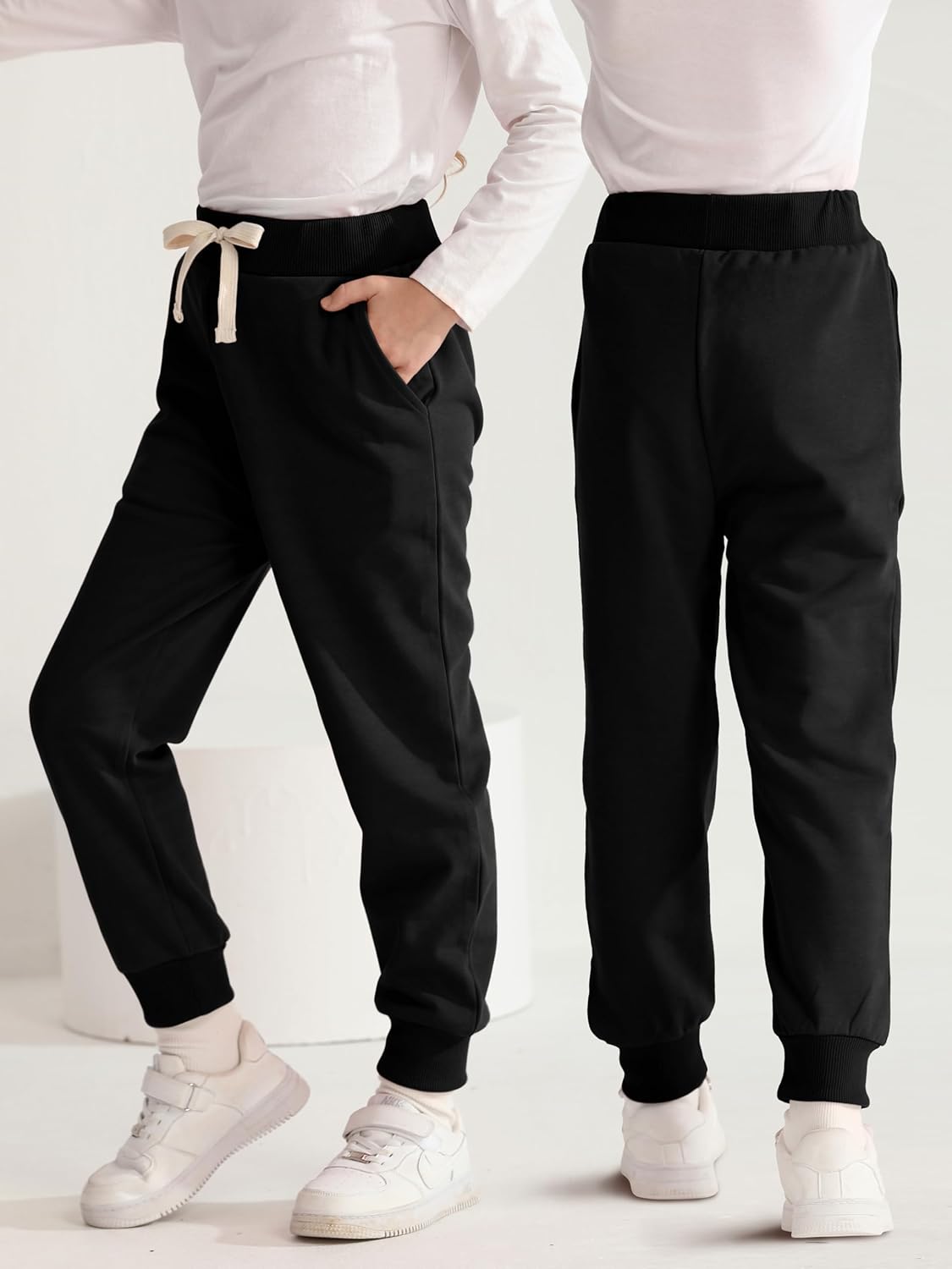 HXP 3 Pack Girls Sweatpants Girls Joggers Soft Cotton Athletic Sweatpants Pants for Kids with Pocket Drawstring - Image 3