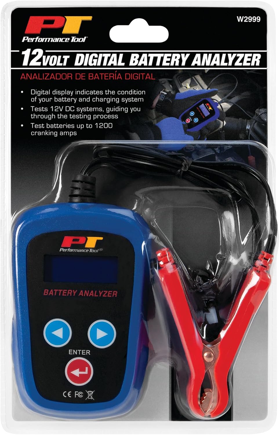 Performance Tool Digital W2999 12V Car Battery Tester, 100-2000 CCA Load Tester Automotive Alternator Tester Digital Auto Battery Analyzer Charging Cranking System Tester
