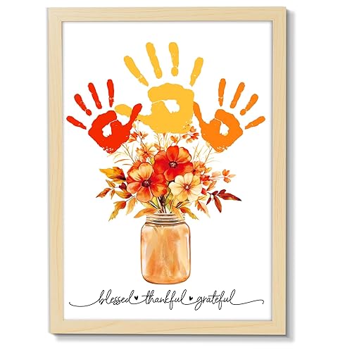 Fall Thanksgiving Flower Bouquet Handprint Art Craft DIY Kit Thanksgiving