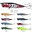 Sougayilang Hard Plastic Popper Topwater Floating Fishing Lures Swimbait Surface Water Bass Bait Hooks for Saltwater Freshwater Fishing Pack of 10PCS