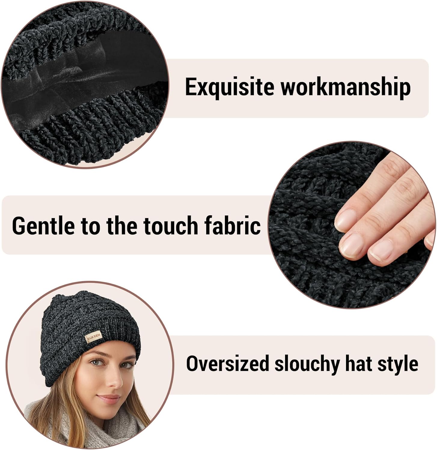 Sukeen Knit Beanie Hat for Women Thick Fleece Lined Winter Hat Warm Skull Cap Fashionable Knit Cap for Outdoor - Image 7