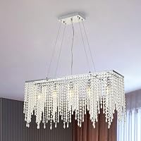 A1A9 Modern Téglalap Alakú Kristály Csillár - K9 Esőcsepp LED Mennyezeti Lámpa Nappaliba, Étkezőbe 80x40cm, Króm Kivitel, E14 Foglalat 3
