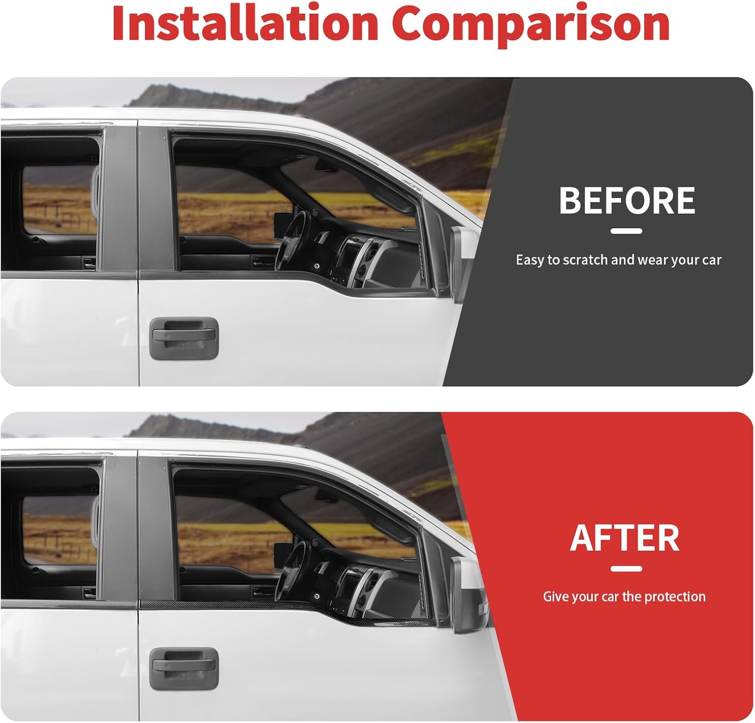 Window Sill Window Molding Cover 4Pcs Compatible with 2009-2014 Ford F150 Raptor Only (Carbon Fiber)