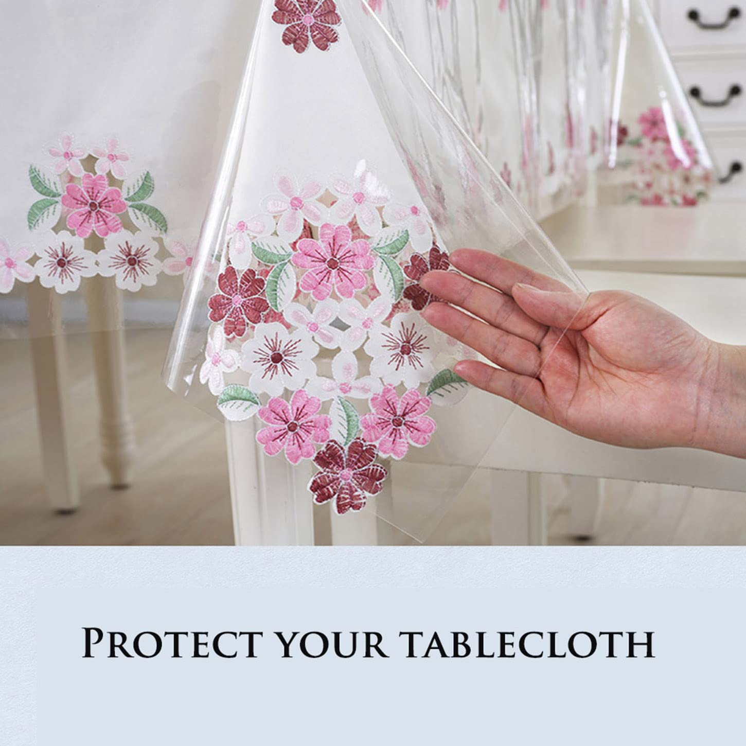 Nappe de protection rectangulaire en PVC transparent, nappe en verre souple, facile à nettoyer, imperméable à l'eau et à la poussière (150 x 200 cm)