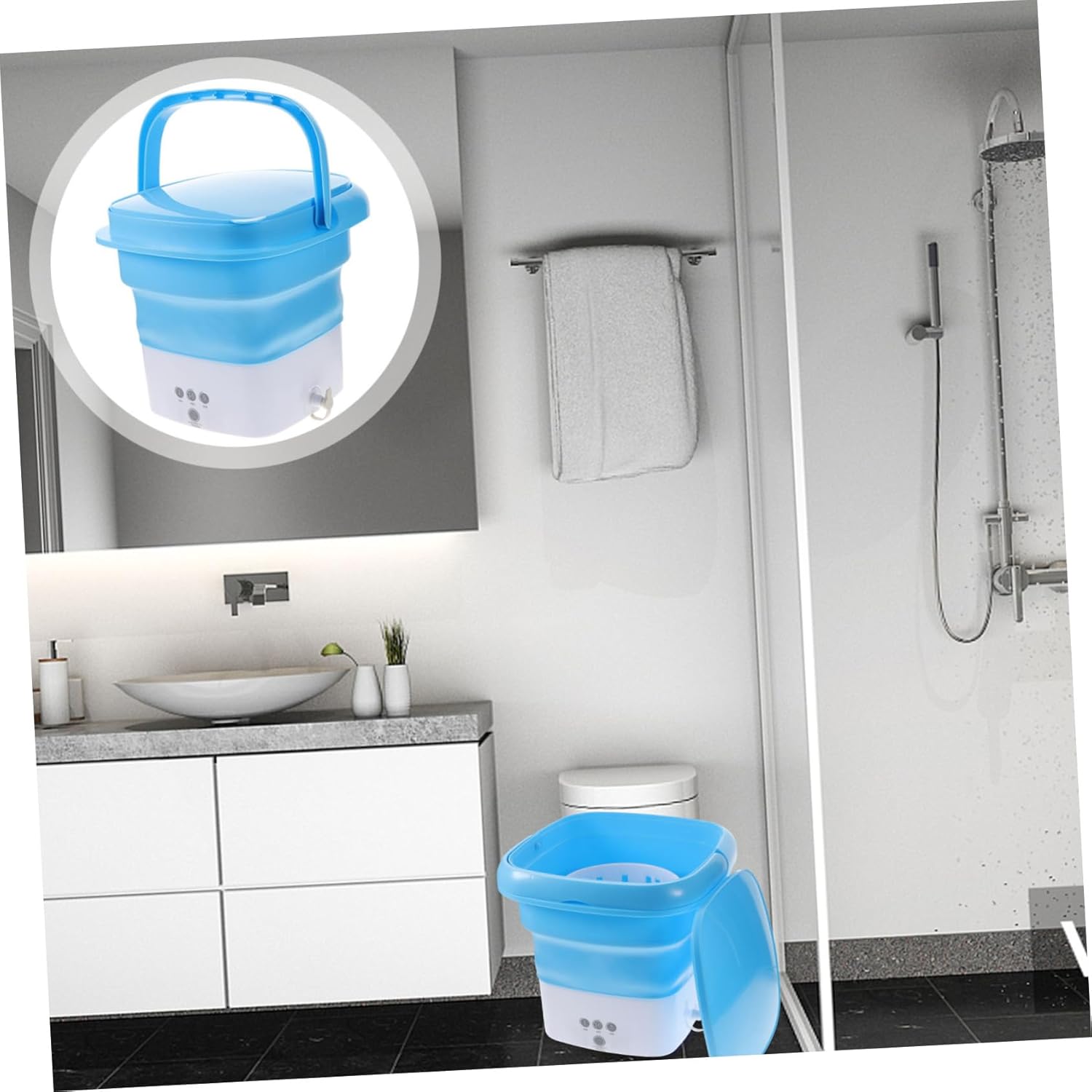 Mini Washing Machine Portable Foldable Laundry Unit Capacity No Electricity Required for Rvs