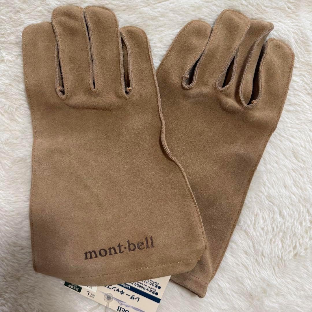 未使用モンベル レザー キャンプグローブ男女兼用 Lサイズ タン 牛革