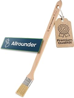 Heizkörperpinsel lang 430 x 35 mm | Abgewinkelter Pinsel für Farbe, Lack und Holzlasur, gleichmäßiger Auftrag ohne Borstenverlust | Perfekt für Ecken, Kanten und Renovierungsarbeiten
