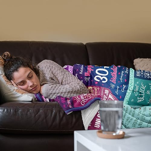 Miniatura 6 de Qotuty Regalos de cumpleaños de 30 años para ellamujer, regalos de cumpleaños de 30 años para mujer, manta de 60 x 50 pulgadas, regalos de